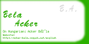 bela acker business card